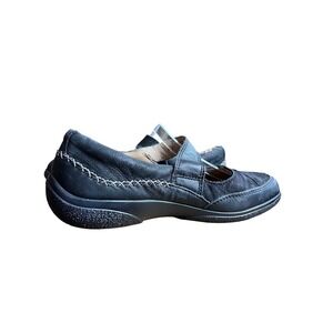 Hotter Black Leather Mary Jane Shoes Comfort Strap Women's Size 7.5 Academia